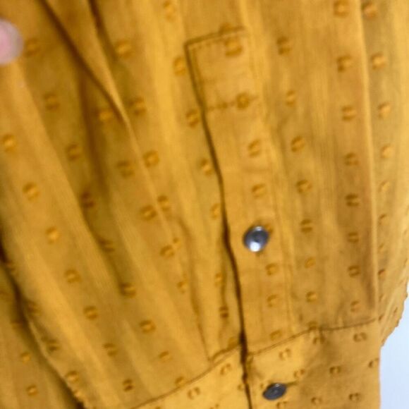 J Jill PL Mustard Yellow Clip-Dot Popover Tunic Top Textured Cottagecore Boho - Picture 7 of 10